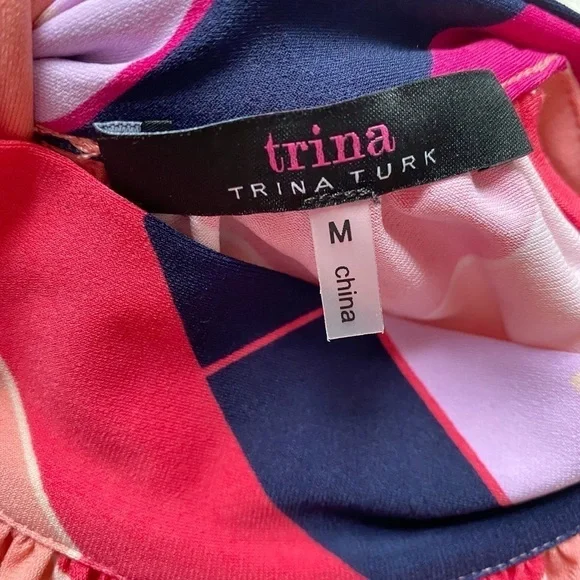 Trina Turk Colorful Geometric Pattern Sleeveless High Neck Craving Midi Dress - Picture 6 of 16